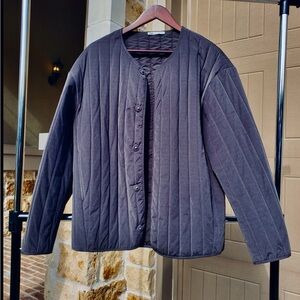 Zara Men's Charcoal Quilted Puffer Jacket